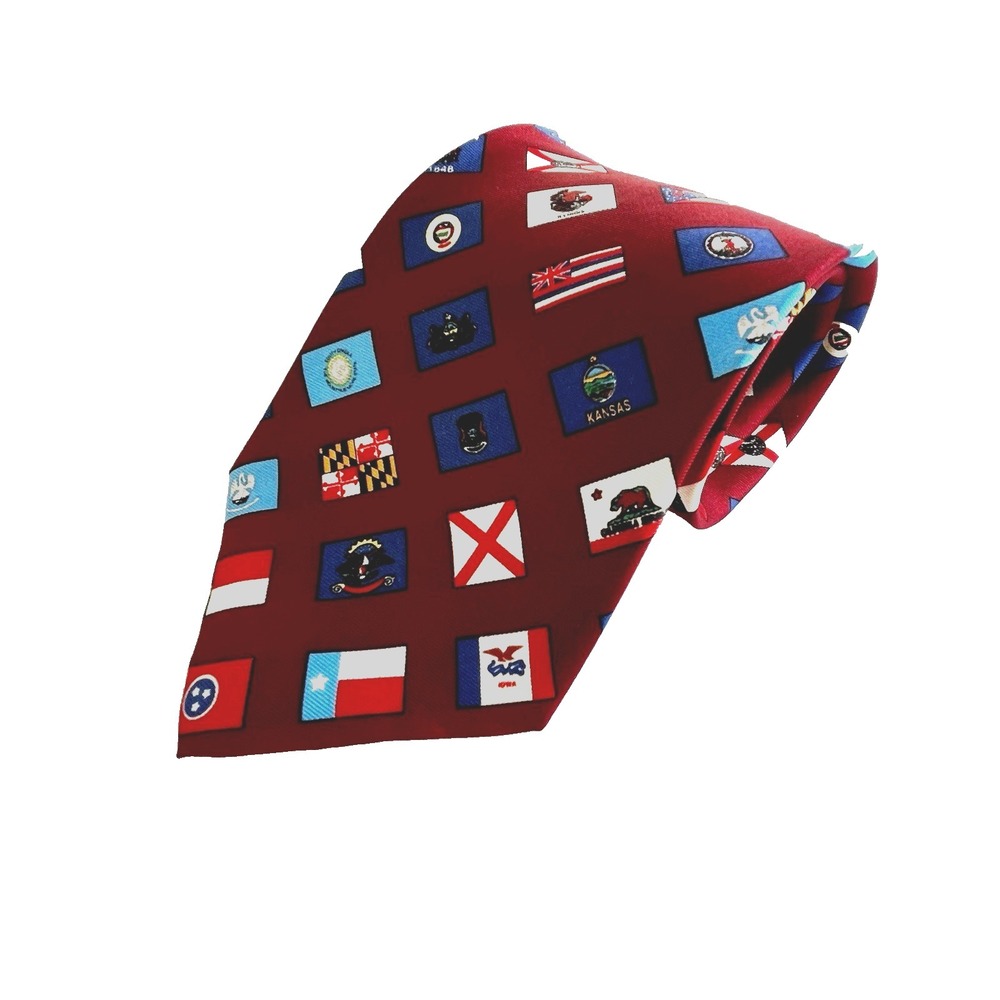 USA United States Flag Silk Necktie Tie 59" Junior Chamber International Patriot